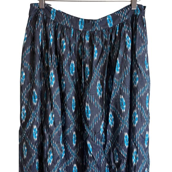 Tommy Hilfiger Skirt Womens Size 10 Blue Ikat Midi A-Line Flowy Side Zip New - Picture 2 of 10